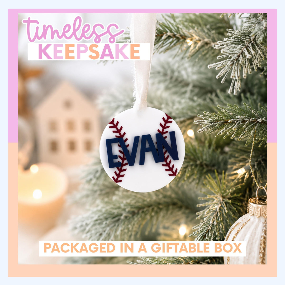 Acrylic Ornament Personalized Baseball Player Gift Custom Christmas Decoration Team Member Keepsake Holiday Present Boy Stocking Stuffer Baseball Season Recognition Durable Quality Construction Custom Name Number Design Perfect Tree Display