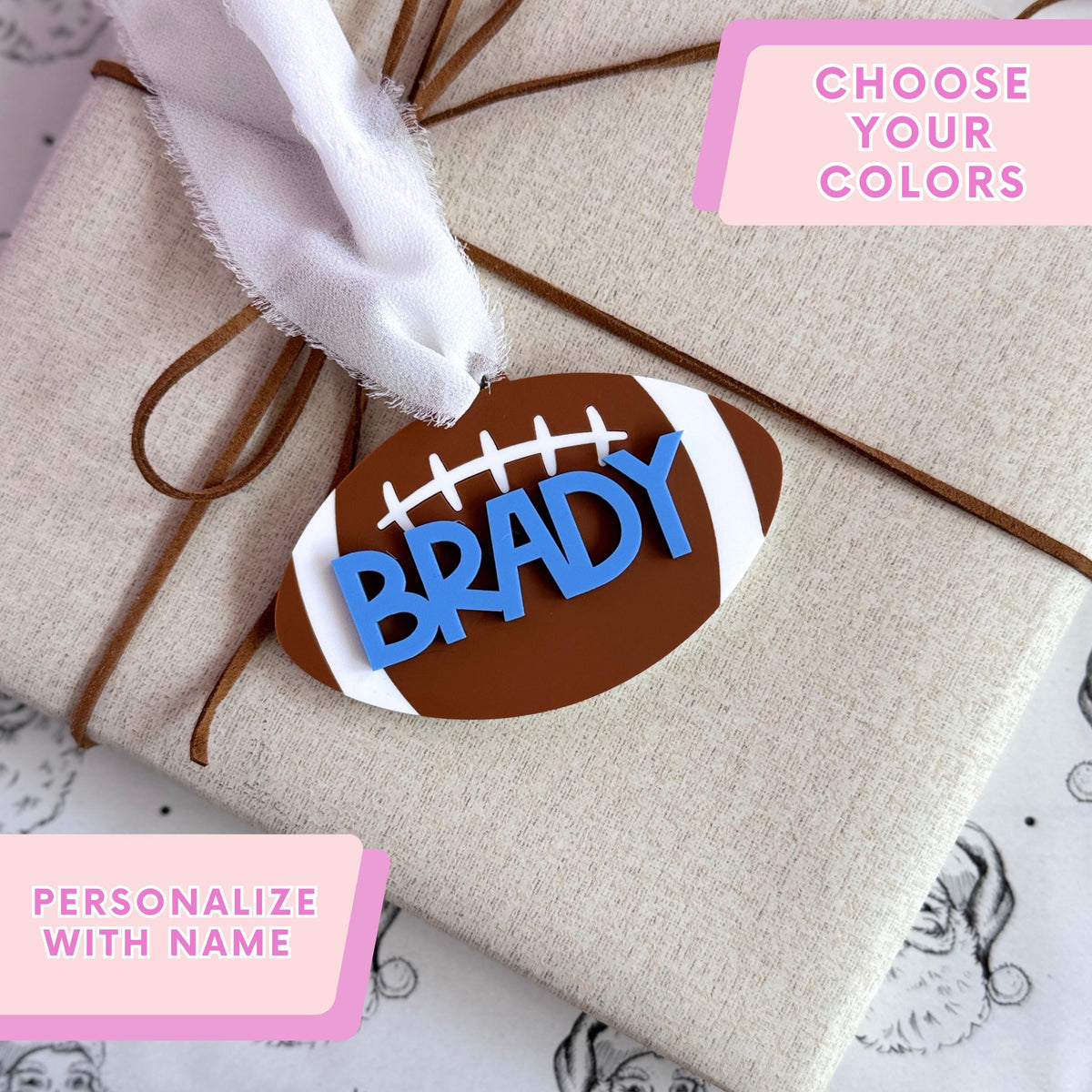 Personalized Football Ornament Custom Player Gift Christmas Keepsake Boy Stocking Stuffer Sports Team Memento Athlete Recognition Present Acrylic Ornament Durable Lasting Quality Custom Name Number Design Team Colors Personalization Coach