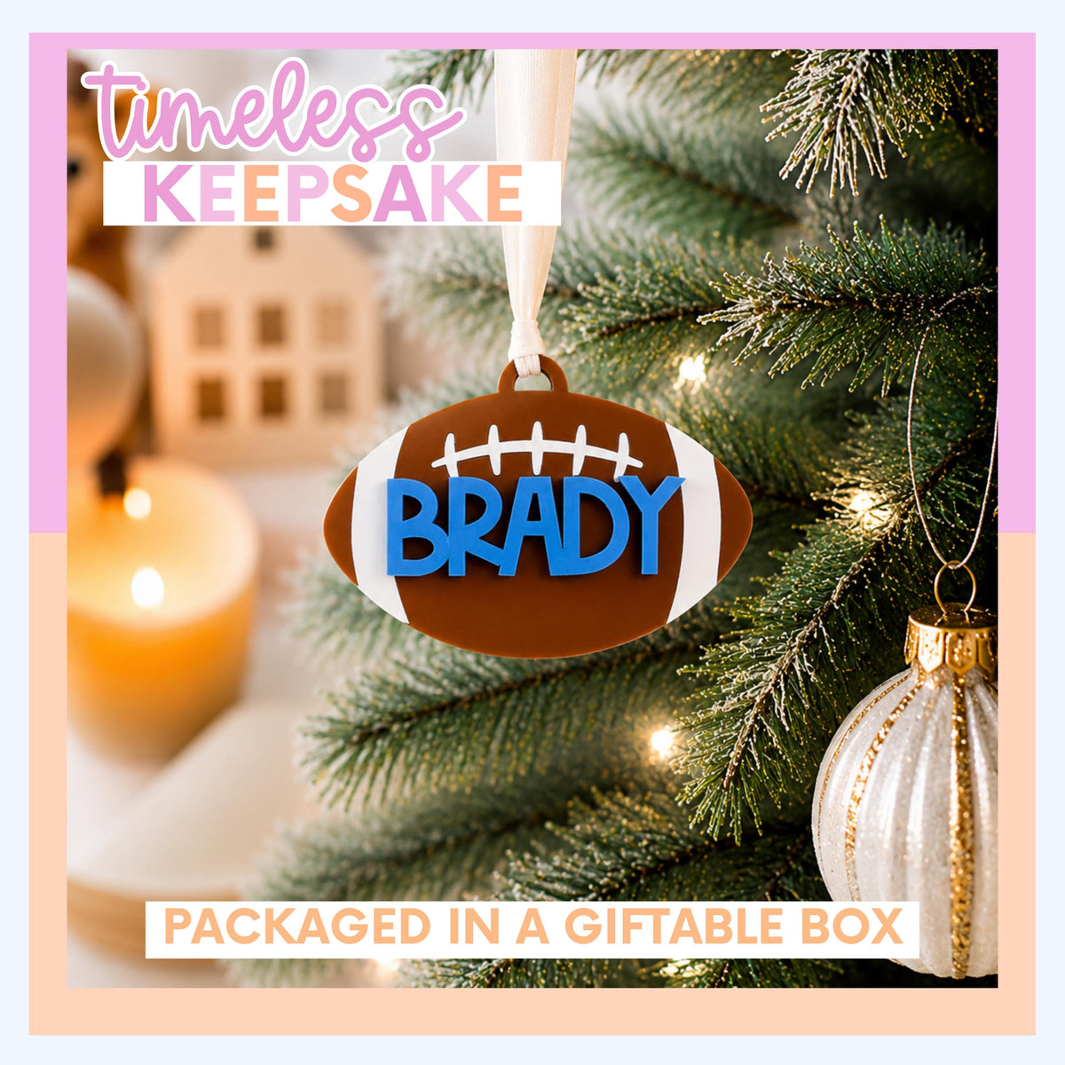 Sports Team Memento Personalized Football Ornament Custom Player Name Gift Acrylic Christmas Ornament Keepsake Boy Athlete Coach Appreciation Present Durable Lasting Quality Design Custom Number Team Colors Personalization Stocking Stuffer