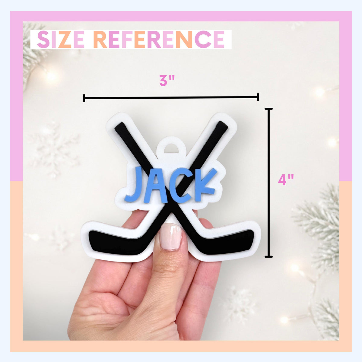 Hockey Sticks Ornament for Kids Custom Name Hockey Christmas Ornament Personalized Hockey Team Gift for Coach Hockey Stocking Stuffer Idea