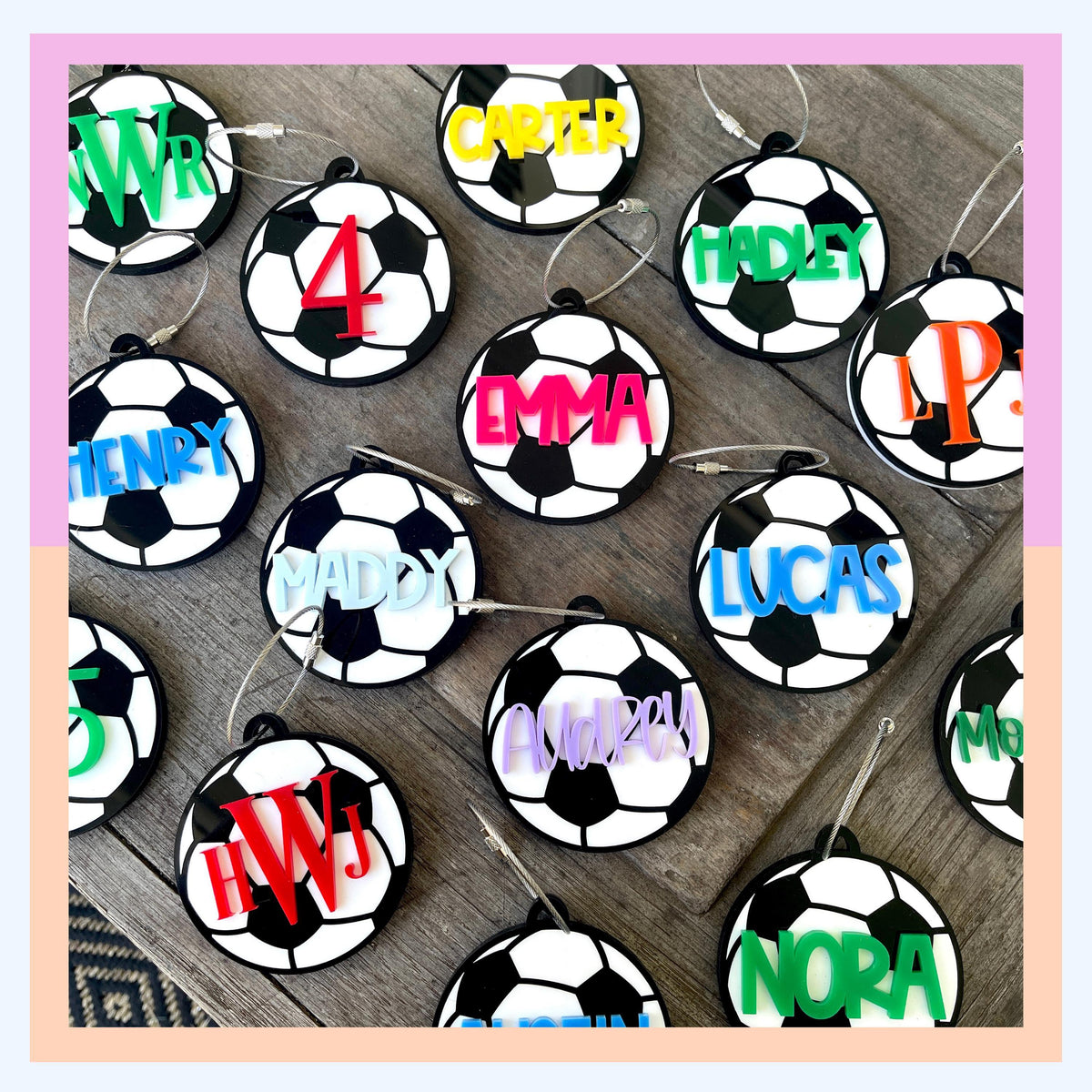 Soccer Bag Tag Personalized Soccer Player Gift Boy Girl Custom Birthday Present Soccer Team Sports Acrylic Backpack Charm Monogram Luggage