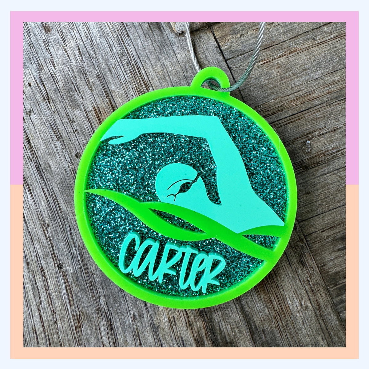 Swim Tag Custom Bag Monogram Keychain Personalized Swimming Gift Sports Backpack Identifier Acrylic Luggage Tag Swimmer Stocking Stuffer