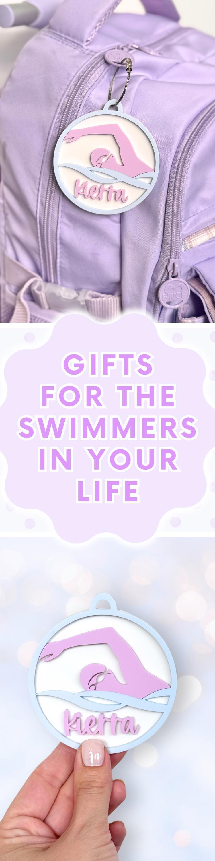 Swim Tag Custom Bag Monogram Keychain Personalized Swimming Gift Sports Backpack Identifier Acrylic Luggage Tag Swimmer Stocking Stuffer