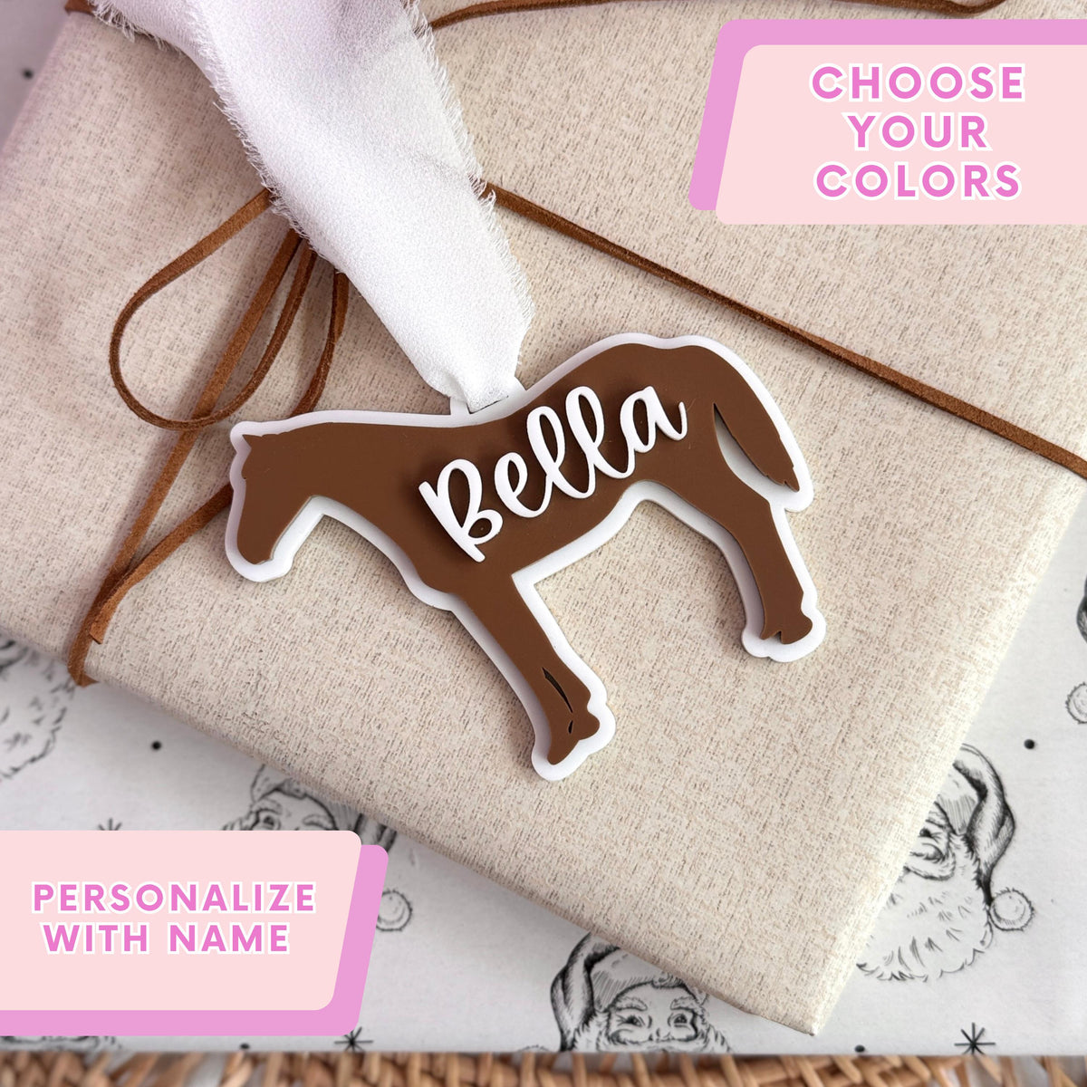 Personalized Horseback Riding Ornament Custom Christmas Tree Decoration Acrylic Keepsake Gift For Equestrian Rider Custom Name Colors Durable Laser Cut Design Perfect Holiday Present Trainer Appreciation Gift Lightweight Hanging Display