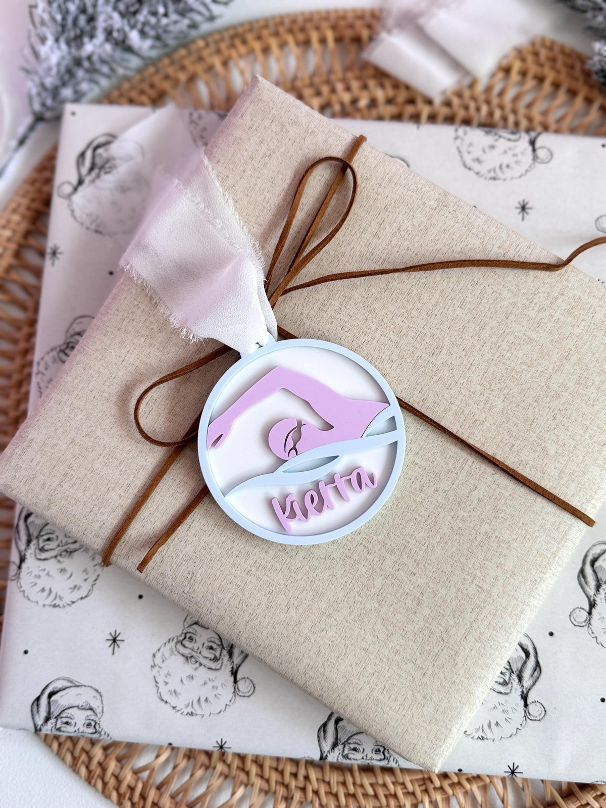 Swimmer Ornament Personalized Gift Christmas Custom Swimming Keepsake Swim Coach Appreciation Swim Team Memento Kids Stocking Stuffer Idea