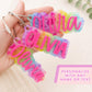 Custom Name Keychain Personalized Bag Tag Colorful Acrylic Design Kids School Backpack Charm Laser Cut Monogram Gift Perfect Team Sports Present Birthday Stocking Stuffer Vibrant Color Options Durable Two Layer Construction Wire Cable