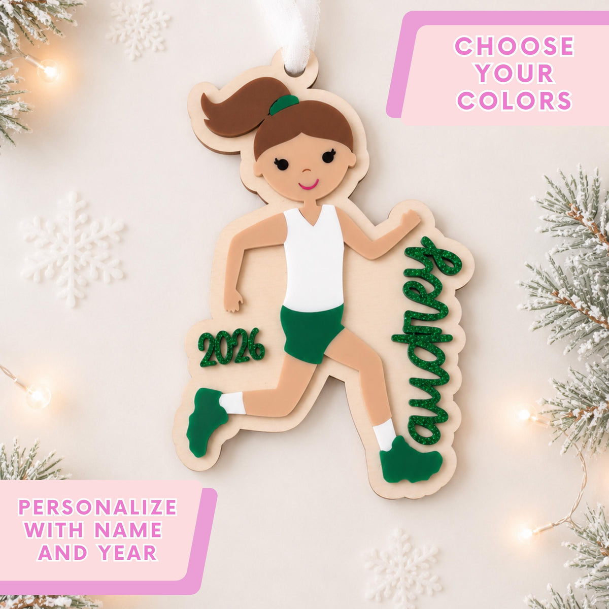 Track Cross Country Christmas Ornament for Runner Team Gift Personalized Keepsake Acrylic Backpack Tag Birthday Present for Track Athlete