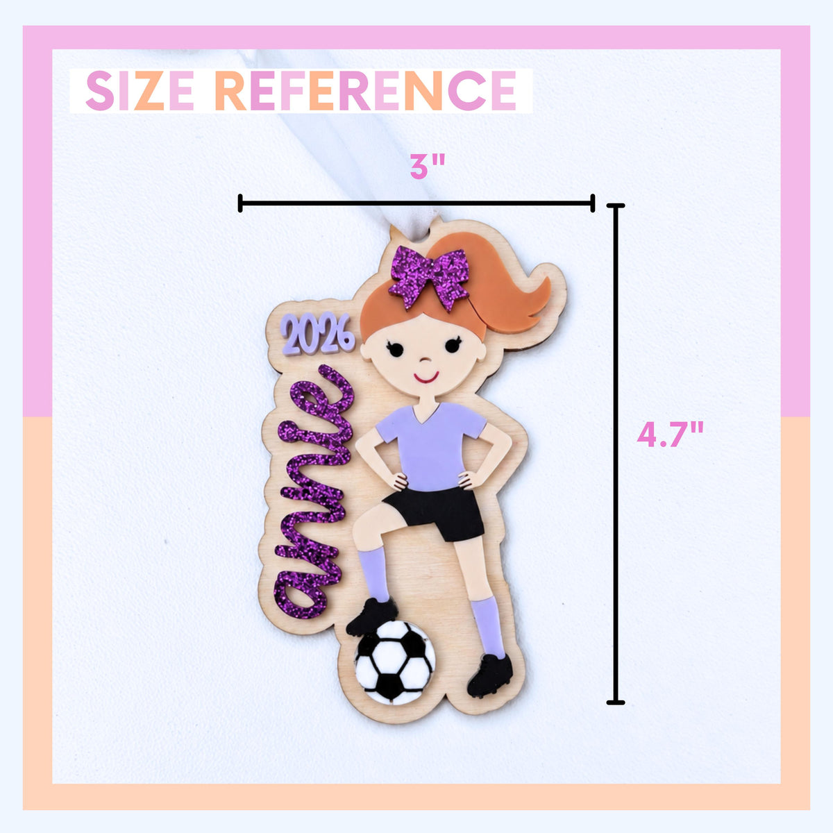 Soccer Christmas Ornament for Soccer Team Gift for Soccer Player Personalized Keepsake Acrylic Backpack Tag Birthday Present for Athlete