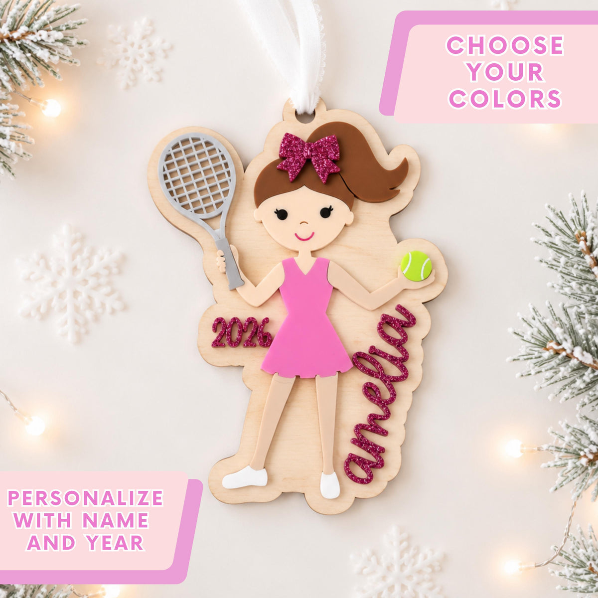 Tennis Christmas Ornament for Tennis Team Gift for Tennis Player Personalized Keepsake Acrylic Backpack Tag Birthday Present for Athlete