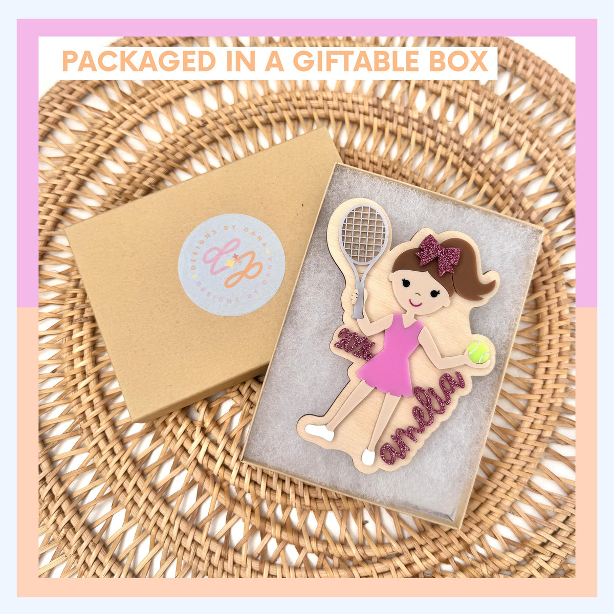 Tennis Christmas Ornament for Tennis Team Gift for Tennis Player Personalized Keepsake Acrylic Backpack Tag Birthday Present for Athlete