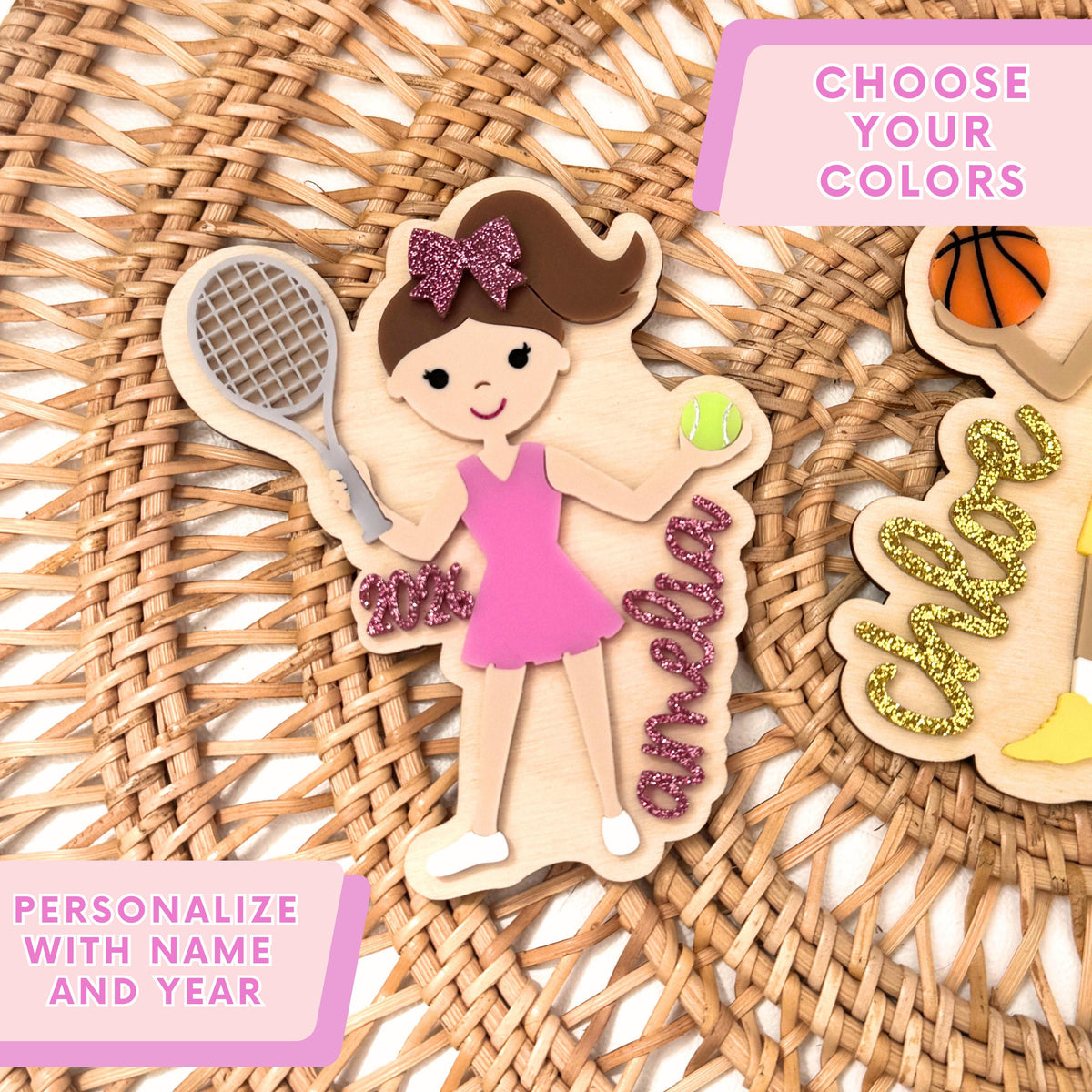 Tennis Christmas Ornament for Tennis Team Gift for Tennis Player Personalized Keepsake Acrylic Backpack Tag Birthday Present for Athlete