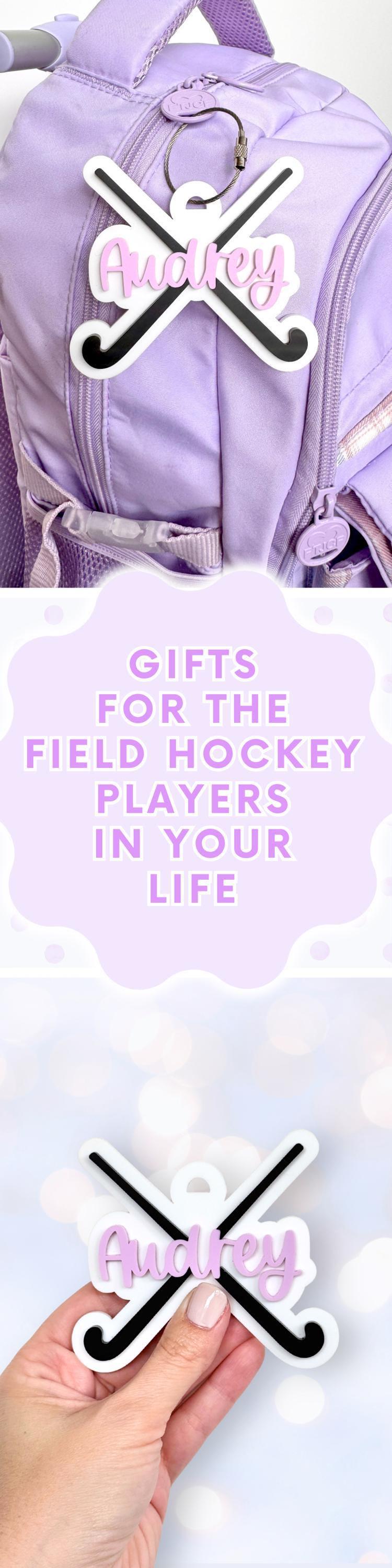 Field Hockey Bag Tag Gift for Girl Personalized Bag Tag Custom Name Keychain Acrylic Sports Tag Field Hockey Team Gift Stocking Stuffer