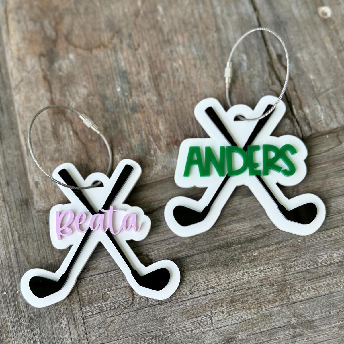 Golf Equipment Tag Custom Name Identification Marker Personalized Acrylic Keychain Youth Sports Bag Organization Solution Perfect Team Gift Ideas Coach Appreciation Present Birthday Party Favor Durable Backpack Luggage Marker Colorful