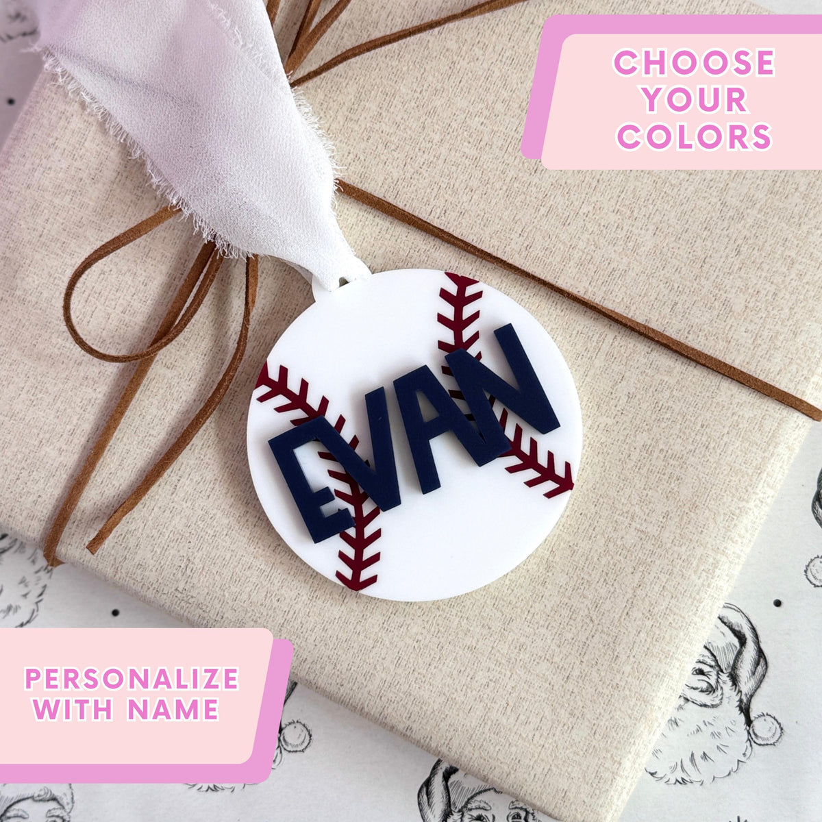 Personalized Baseball Ornament Custom Player Gift Acrylic Christmas Decoration Durable Keepsake Design Team Member Recognition Holiday Tree Display Boy Stocking Stuffer Present Baseball Season Memento Custom Name Number Colors Lasting