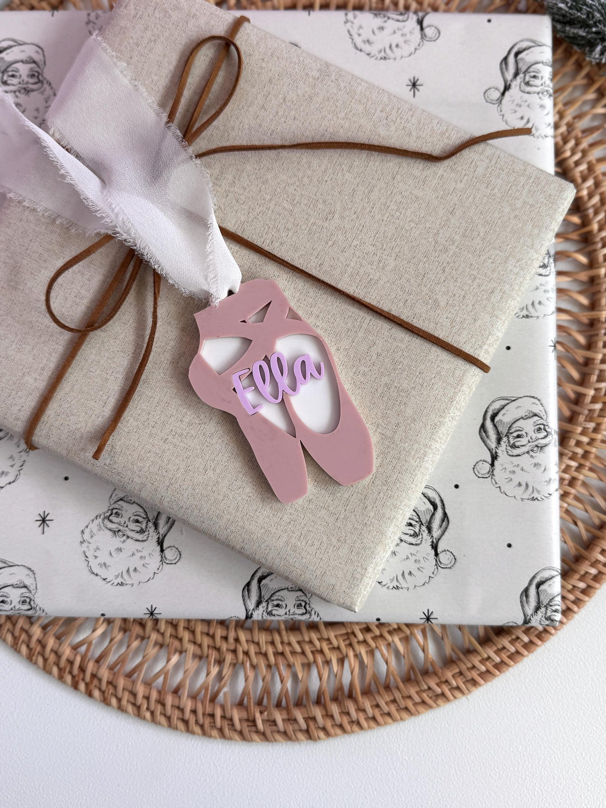 Dance Teacher Gift Personalized Ballet Ornament Custom Name Design Christmas Decoration Ballerina Keepsake Acrylic Tree Hanging Holiday Gift Dance Recital Present Student Recognition Custom Colors Durable Construction Lightweight Ornament