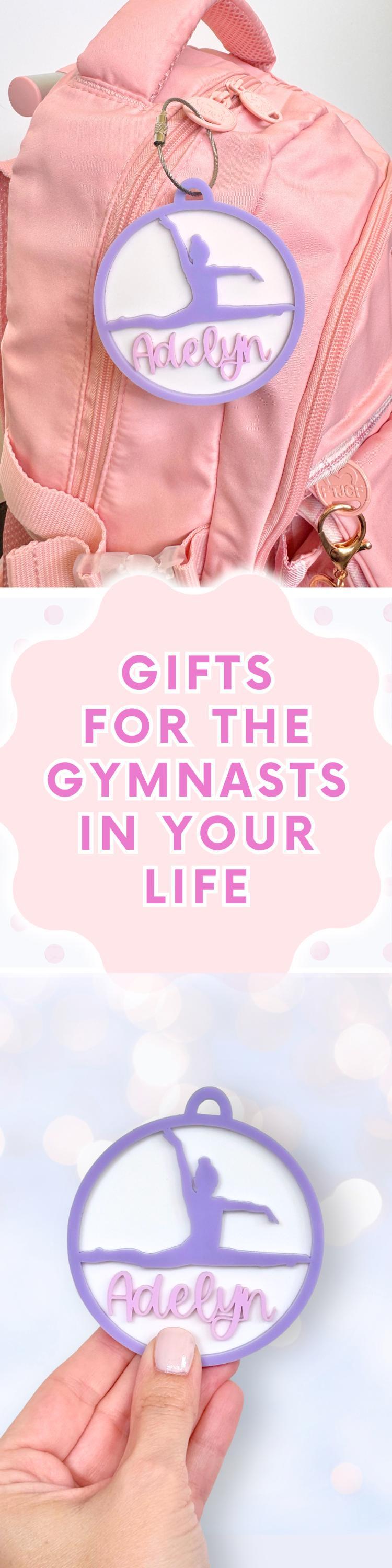 Gymnastics Bag Tag Personalized Gift for Gymnast Backpack Custom Bag Monogram Luggage Tag Acrylic Name Keychain Stocking Stuffer Gymnastics