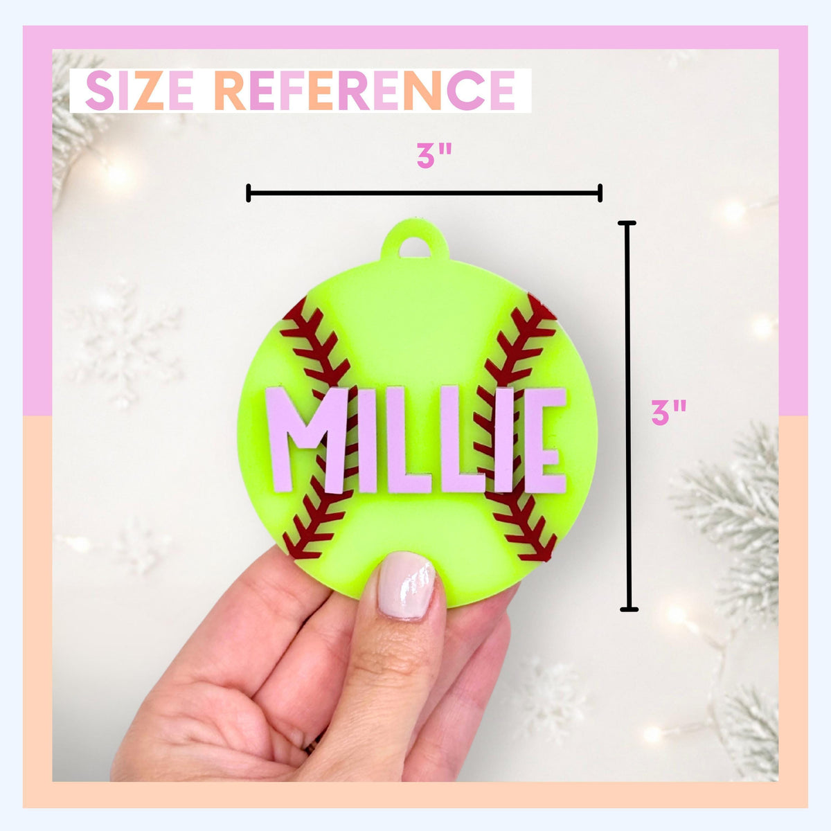 Softball Ornament Personalized Gift Acrylic Christmas Ornament Custom Softball Stocking Stuffer Softball Player Gift for Softball Coach
