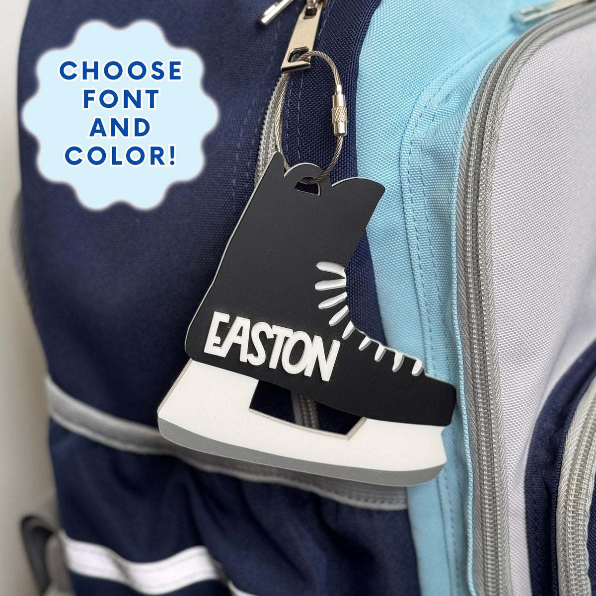 Personalized Hockey Bag Tag Custom Name Keychain Attachment Sports Gift For Kids Youth Hockey Player Identifier Team Equipment Marker Durable Acrylic Construction Luggage Label Backpack Accessory Birthday Present Stocking Stuffer Tournament