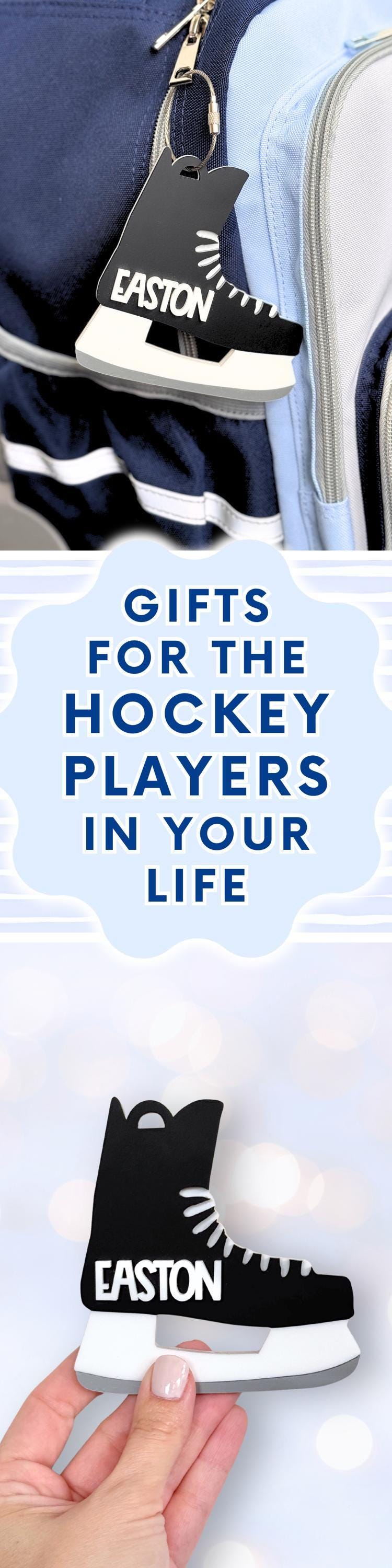 Hockey Bag Tag Personalized Gift for Kids Sports Backpack Luggage Tag Custom Name Keychain Sports Gift for Hockey Player Team Backpack Charm