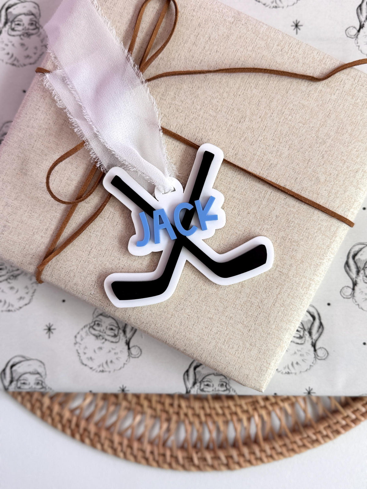 Hockey Sticks Ornament for Kids Custom Name Hockey Christmas Ornament Personalized Hockey Team Gift for Coach Hockey Stocking Stuffer Idea