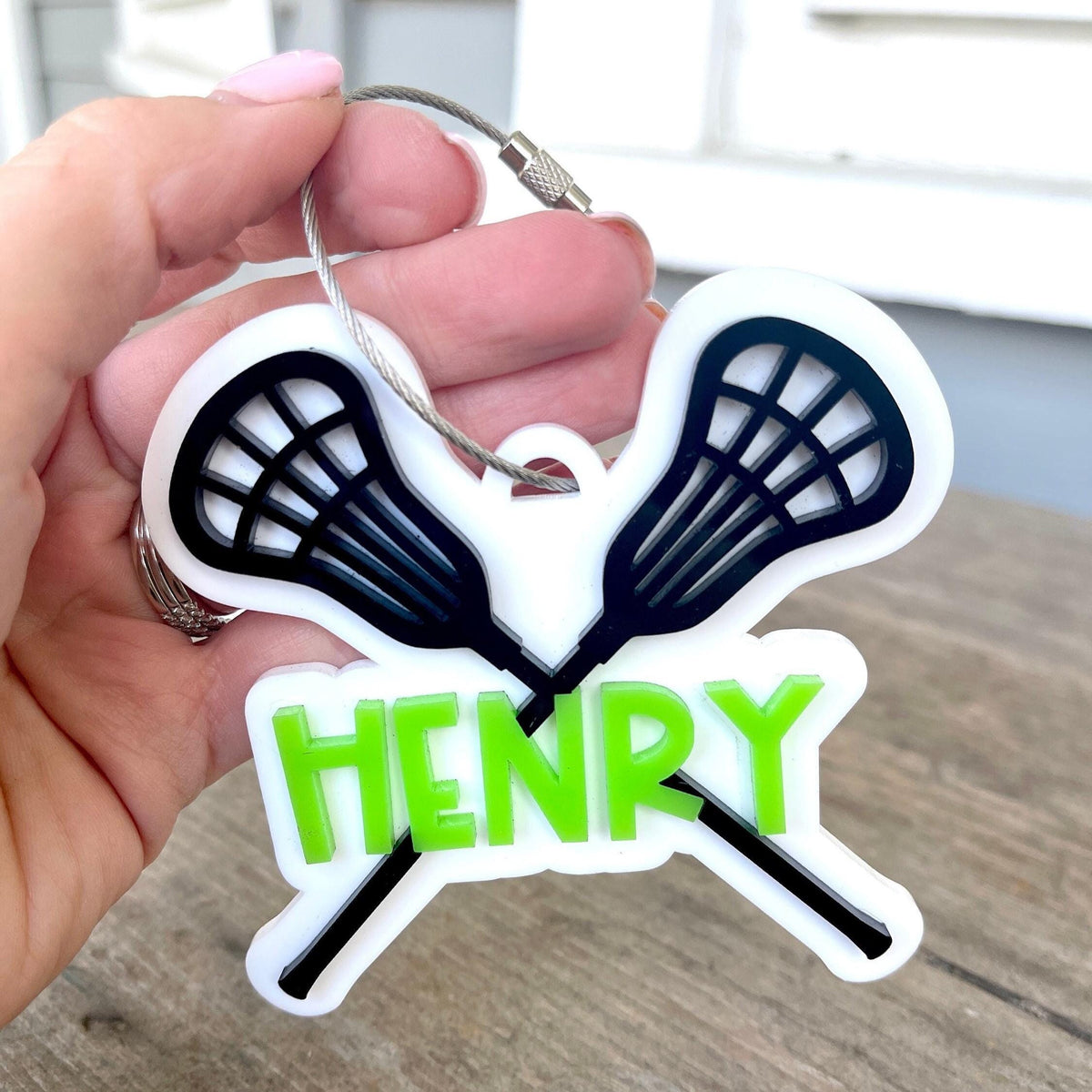 Lacrosse Bag Tag Personalized Gift Lacrosse Player Sports Backpack Identification Keychain Custom Name Acrylic Luggage Label Equipment