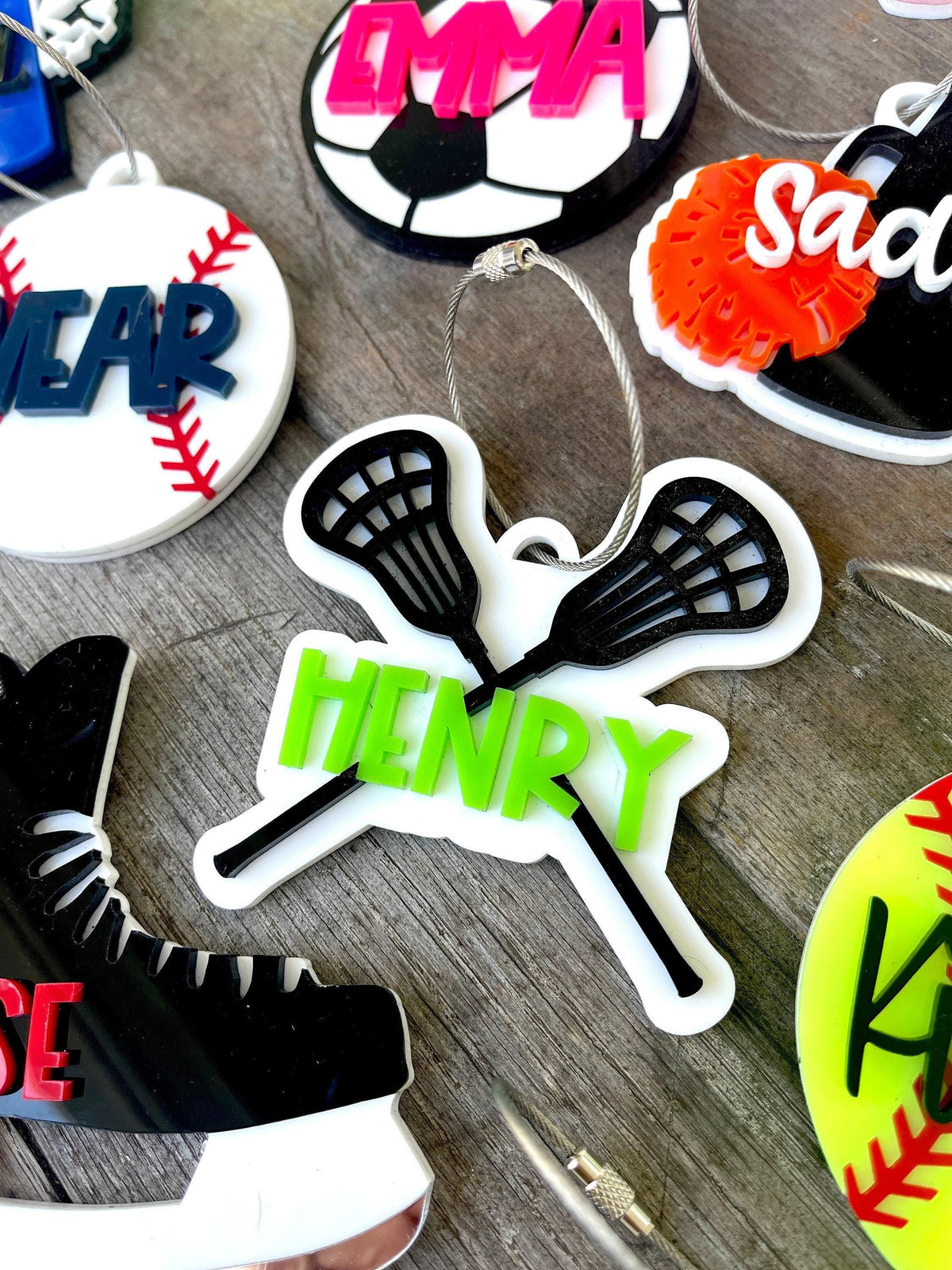 Lacrosse Bag Tag Personalized Gift Lacrosse Player Sports Backpack Identification Keychain Custom Name Acrylic Luggage Label Equipment