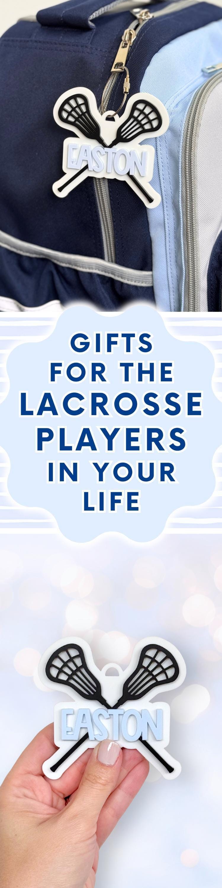 Lacrosse Bag Tag Personalized Gift Lacrosse Player Sports Backpack Identification Keychain Custom Name Acrylic Luggage Label Equipment