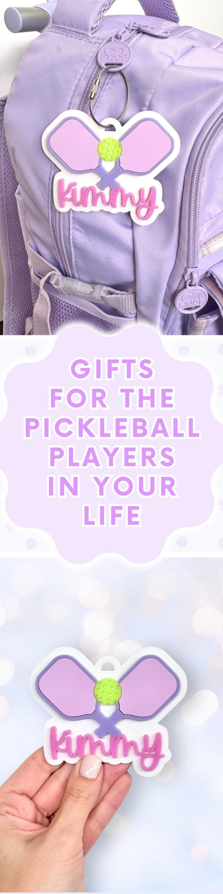 Pickleball Bag Tag Personalized Acrylic Sports Gift Idea Custom Keychain Luggage Tag Team Coach Gift Stocking Stuffer Pickleball Keychain