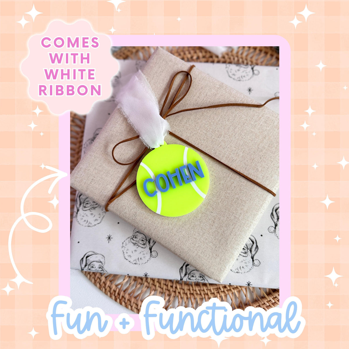 Tennis Coach Gift Custom Ornament Personalized Name Christmas Present Holiday Decoration Team Appreciation Gift Athlete Recognition Memento Stocking Stuffer Tennis Player Keepsake Custom Colors Design Acrylic Construction Durable Quality