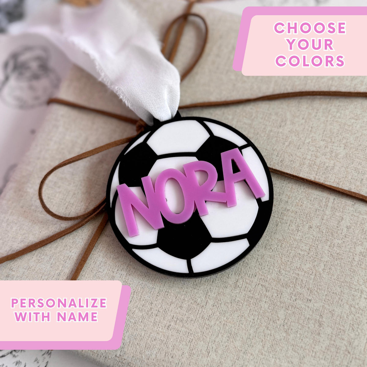 Personalized Soccer Ornament Custom Player Name Gift Youth Athlete Keepsake Christmas Tree Decoration Boy Stocking Stuffer Idea Acrylic Sports Memento Kid Birthday Present Team Gift Collection Durable Holiday Keepsake Soccer Season Memory