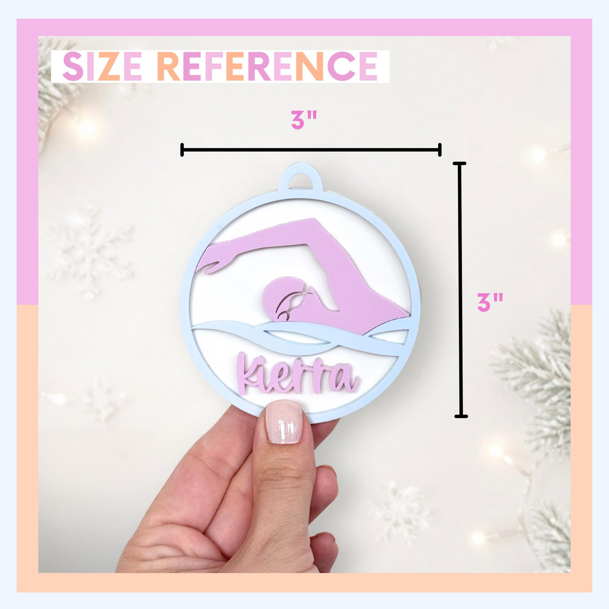 Swimmer Ornament Personalized Gift Christmas Custom Swimming Keepsake Swim Coach Appreciation Swim Team Memento Kids Stocking Stuffer Idea