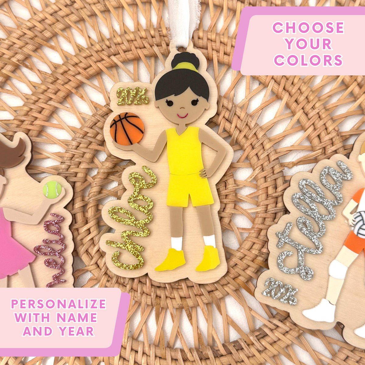 Basketball Christmas Ornament for Team Gift for Basketball Player Personalized Keepsake Acrylic Backpack Tag Birthday Present for Athlete
