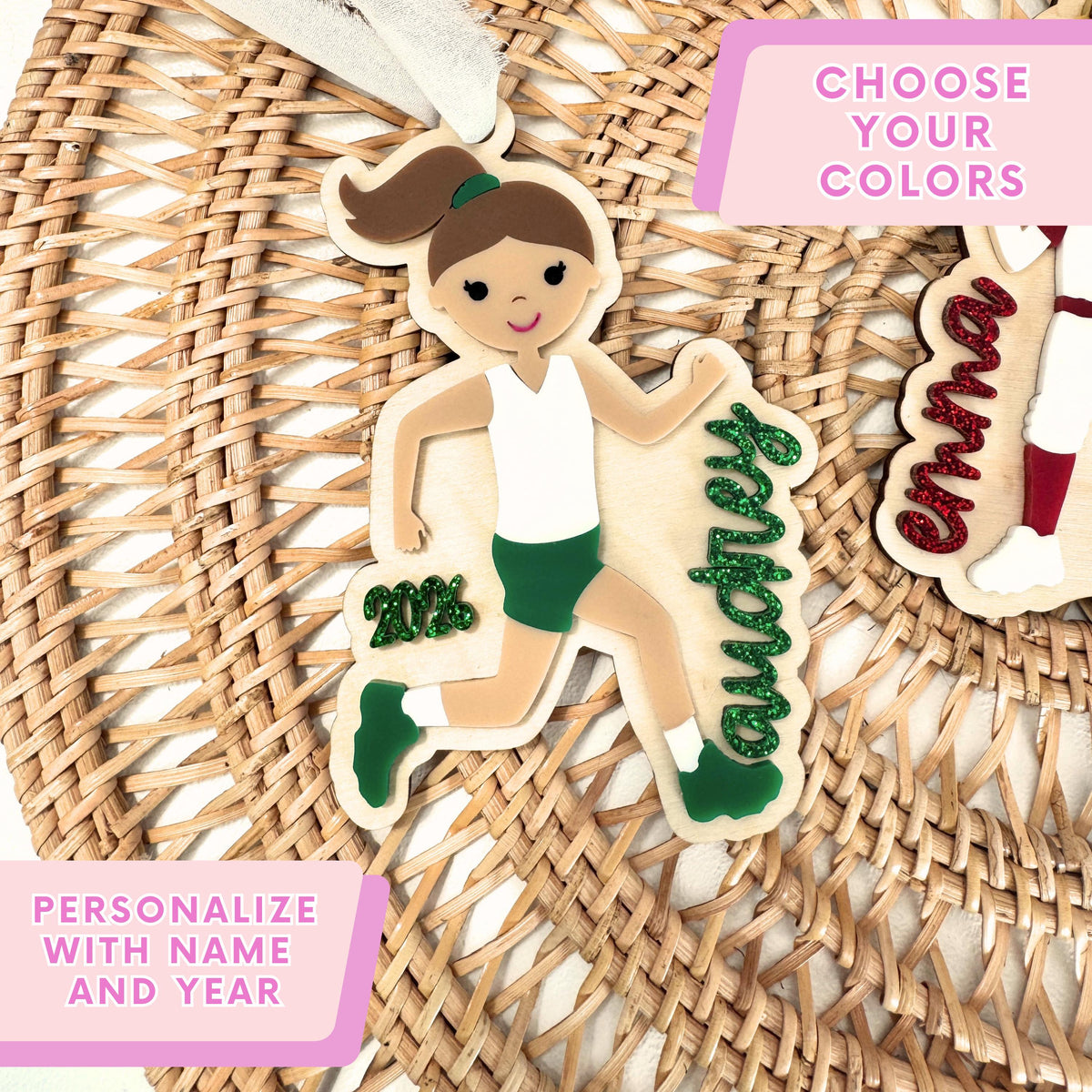 Track Cross Country Christmas Ornament for Runner Team Gift Personalized Keepsake Acrylic Backpack Tag Birthday Present for Track Athlete