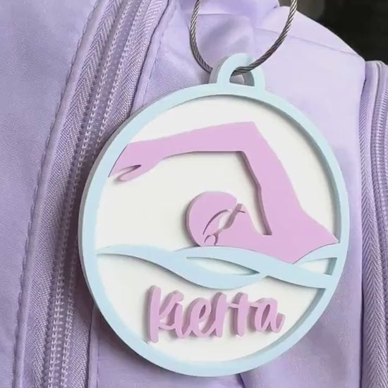 Swim Tag Custom Bag Monogram Keychain Personalized Swimming Gift Sports Backpack Identifier Acrylic Luggage Tag Swimmer Stocking Stuffer