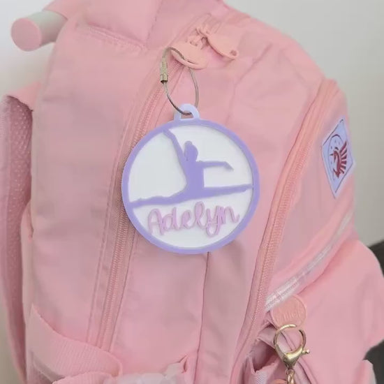 Gymnastics Bag Tag Personalized Gift for Gymnast Backpack Custom Bag Monogram Luggage Tag Acrylic Name Keychain Stocking Stuffer Gymnastics