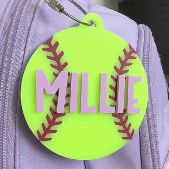 Softball Bag Tag Personalized Gift Acrylic Backpack Charm Keychain Custom Softball Stocking Stuffer Softball Player Gift for Softball Coach