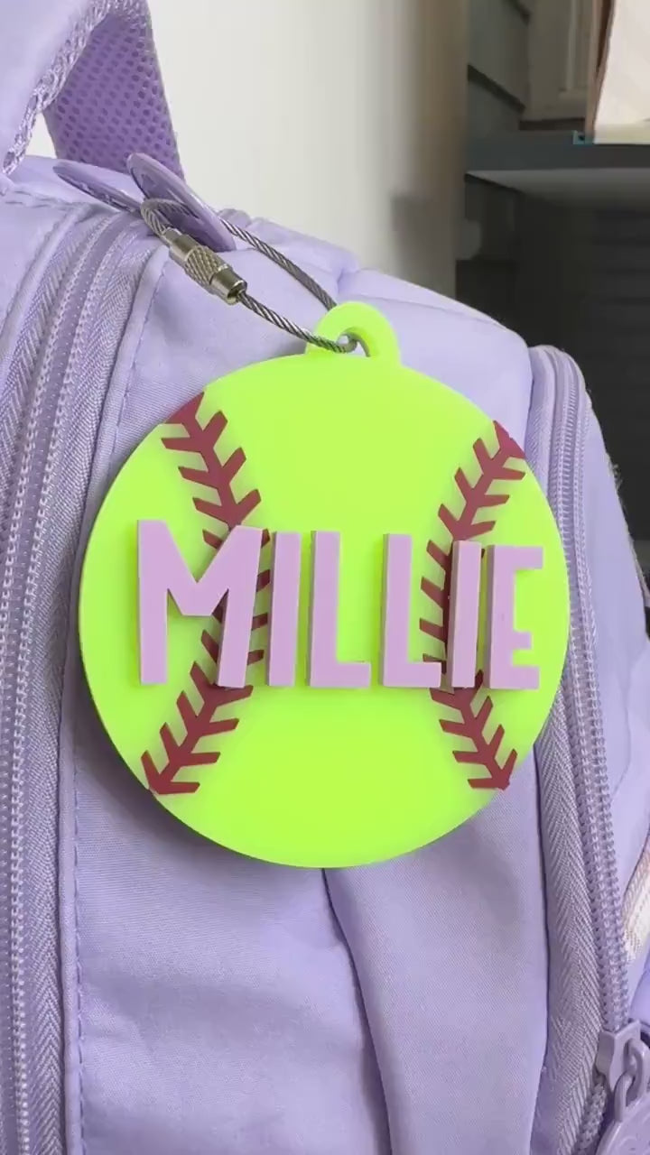 Softball Bag Tag Personalized Gift Acrylic Backpack Charm Keychain Custom Softball Stocking Stuffer Softball Player Gift for Softball Coach