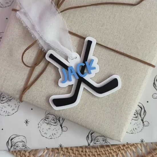 Hockey Sticks Ornament for Kids Custom Name Hockey Christmas Ornament Personalized Hockey Team Gift for Coach Hockey Stocking Stuffer Idea
