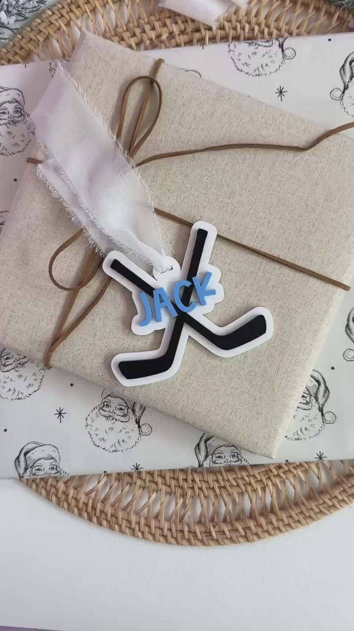 Hockey Sticks Ornament for Kids Custom Name Hockey Christmas Ornament Personalized Hockey Team Gift for Coach Hockey Stocking Stuffer Idea