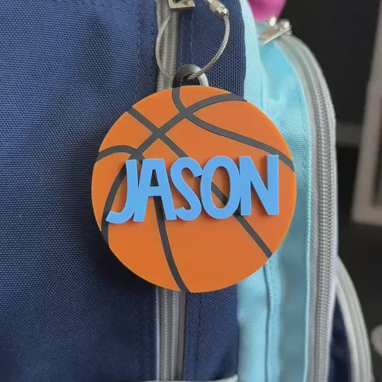 Basketball Bag Tag Personalized Name Custom Basketball Player Gift for Sports Team Birthday Acrylic Keychain Luggage Tag Stocking Stuffer
