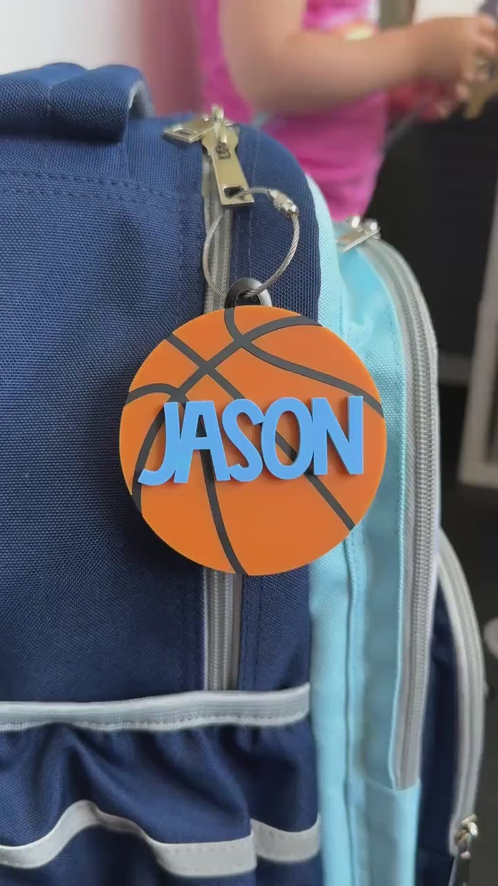 Basketball Bag Tag Personalized Name Custom Basketball Player Gift for Sports Team Birthday Acrylic Keychain Luggage Tag Stocking Stuffer