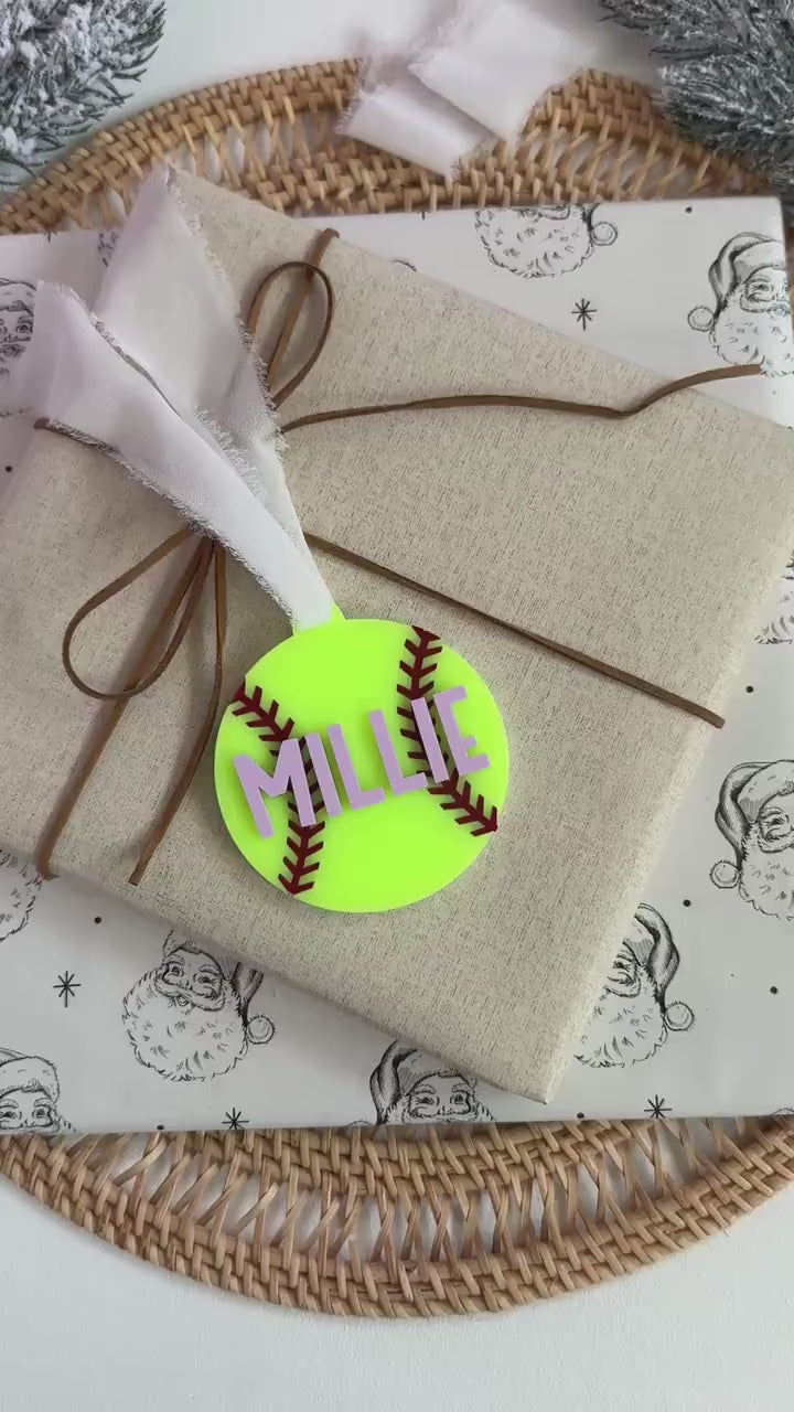 Softball Ornament Personalized Gift Acrylic Christmas Ornament Custom Softball Stocking Stuffer Softball Player Gift for Softball Coach