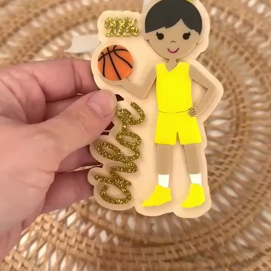 Basketball Christmas Ornament for Team Gift for Basketball Player Personalized Keepsake Acrylic Backpack Tag Birthday Present for Athlete