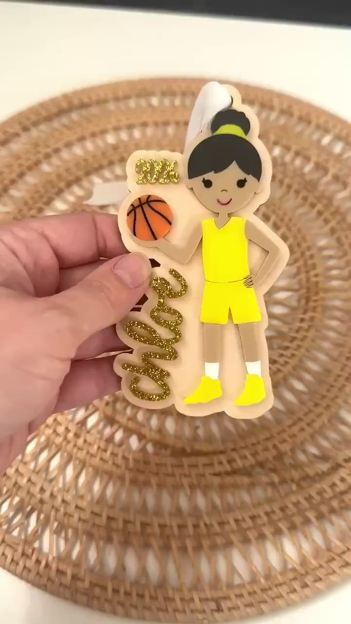 Basketball Christmas Ornament for Team Gift for Basketball Player Personalized Keepsake Acrylic Backpack Tag Birthday Present for Athlete