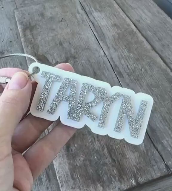 Personalized Acrylic Keychain Custom Name Gift for Kids Backpack Tag Monogram Bag Charm Identification Stocking Stuffer Birthday Present