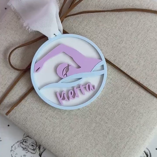 Swimmer Ornament Personalized Gift Christmas Custom Swimming Keepsake Swim Coach Appreciation Swim Team Memento Kids Stocking Stuffer Idea