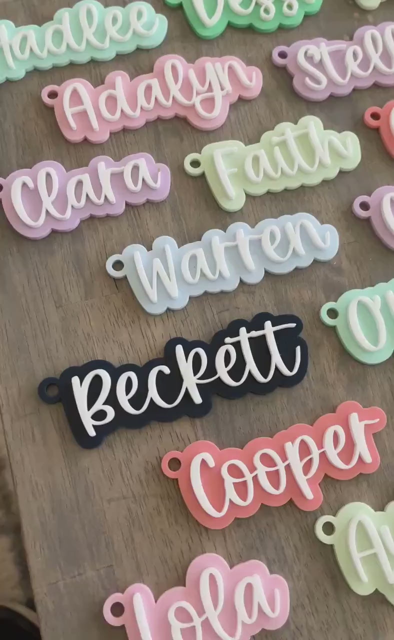 Name Keychain Personalized Acrylic Bag Tag Custom Backpack Accessory Personalized Gift Keychain Stocking Stuffer Gift for Boy Gift for Girl