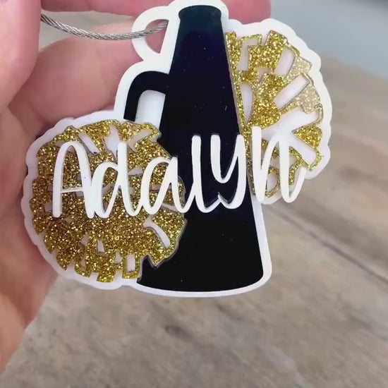Cheer Bag Tag Custom Cheerleading Keychain Name Cheer Team Gift for Cheer Squad Accessories Cheerleader Stocking Stuffer Backpack Charm