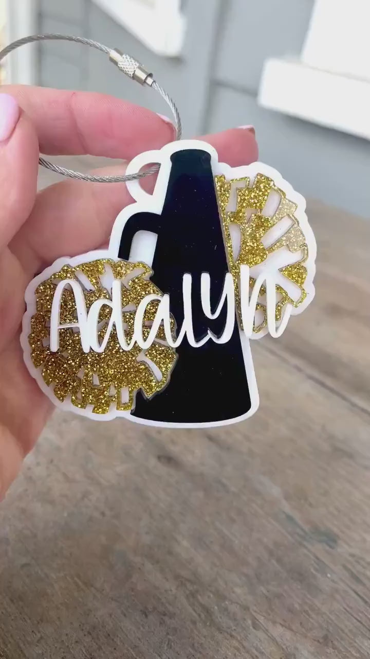 Cheer Bag Tag Custom Cheerleading Keychain Name Cheer Team Gift for Cheer Squad Accessories Cheerleader Stocking Stuffer Backpack Charm