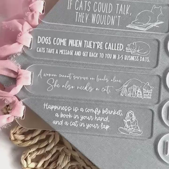 Cat Acrylic Bookmark with Funny Quote Cat Puns Gift Cat Lover Gift Bookish Cat Gift Reader Gift Gift for Book Lover Cute Gift for Reader